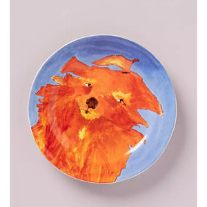 Anthropologie Bianca Carole Akins Furry Friends Akins Dog Dessert Plate NEW